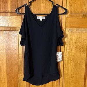 Pink Republic Black Cold Shoulder Blouse